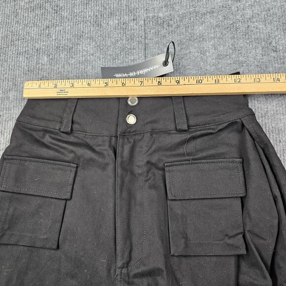 Maniere De Voir Pants Womens 6 Black Utility Cargo Straight Leg Straps Tripp Y2K - Picture 4 of 7